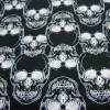 French Terry Sweat  Skulls weiße Totenköpfe Schädel auf schwarz innen leicht angeraut Sommersweat Bild 3