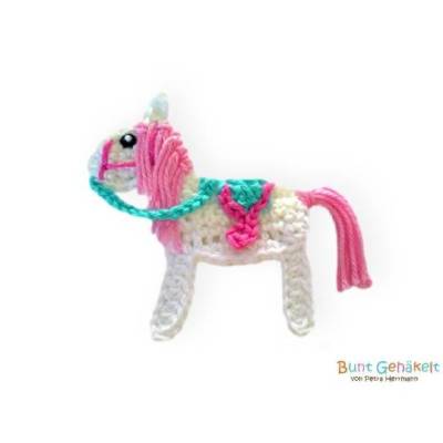 Pferd  Pony Reiten Häkelapplikation Applikation für Mädchen Aufnäher Häkelpferd Pferdeapplikation Pferdeaufnäher