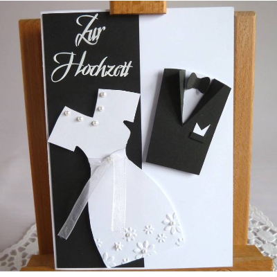 Glückwunschkarte/Hochzeitskarte/zur Hochzeit in schwarz/weiß