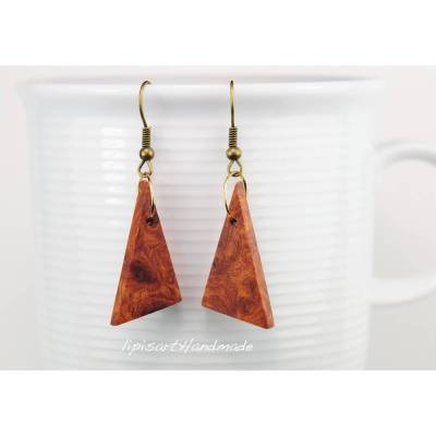Hängeohrringe – Dreiecke Holz Amboina Maser Indonesien