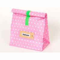 Kulturtasche, für Badezeug, große Lunchbag rosa-weiß mit kleinen punkten Bild 1