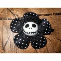 Skull  Blume Stoff polka dots Totenkopf ,Haarspange , Punkte, Bild 1
