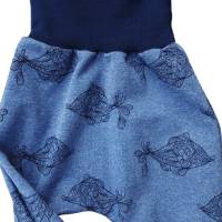 Baby Pumphose Mitwachshose/Checkerhose -  Größe 62/68  - Fische blau schwarz Bild 2