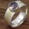 Breiter Ring aus Silber 925/- mit Feingoldstreifen und pinkfarbenem Turmalin Bild 3