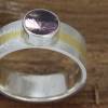 Breiter Ring aus Silber 925/- mit Feingoldstreifen und pinkfarbenem Turmalin Bild 4