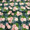 Baumwolljersey Stoffe Blumen rosafarbene Rosenblüten mit Blättern auf grau mit geometrischem Muster Öko Tex Bild 4