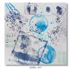 Acrylbilder Quadro Geometrix auf Malpapier in verschiedenen Blautönen, ungerahmt, Wandkunst, Wohnraumdekoration Bild 2