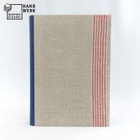 Notizbuch, A5, Vintage, Leinentuch, Mangeltuch, Rolltuch, 150 Blatt, rot blau beige, upcycling Bild 6