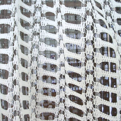 Vintage Scheibengardine Gardine grobe Struktur in weiß aus den 70er Jahren