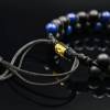 Herren Doppel-Armband aus Edelsteinen Lapis Lazuli und Onyx mit Knotenverschluss, Makramee Armband, 8 mm Bild 6
