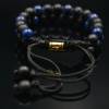 Herren Doppel-Armband aus Edelsteinen Lapis Lazuli und Onyx mit Knotenverschluss, Makramee Armband, 8 mm Bild 8