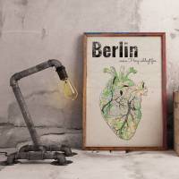 Stadtkarte BERLIN - Deine Lieblingsstadt I Digitaldruck Stadtplan citymap City Poster Kunstdruck Stadt Karte Bild 1