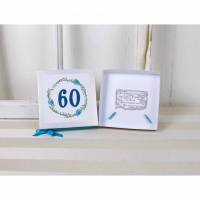 Geldgeschenk 60.ter Geburtstag, blau, Gutscheinverpackung, Box, Geschenkverpackung, Geburtstagsgeschenk Bild 1