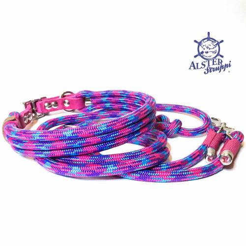 Leine Halsband Set bunt sehr edel mit Kristallstein, für mittelgroße Hunde, verstellbar