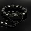 Herren Armband aus Edelsteinen Lava Hämatit und Onyx mit Knotenverschluss, Makramee Armband, 10 mm Bild 6