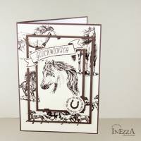 Pferdekarte Neutrale Grußkarte braun beige Glückwunschkarte Geburtstagskarte für Pferdefreunde Bild 1