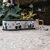 Schlüsselanhänger Schlüsselband Wollfilz dunkelgrün Webband Panda Bären schwarz weiß Geschenk! Bild 5