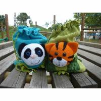 Häkelanleitung - Kinderbeutel Tiger & Panda Bild 1