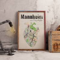 Stadtkarte MANNHEIM - Deine Lieblingsstadt I Digitaldruck Stadtplan citymap City Poster Kunstdruck Stadt Karte Bild 1