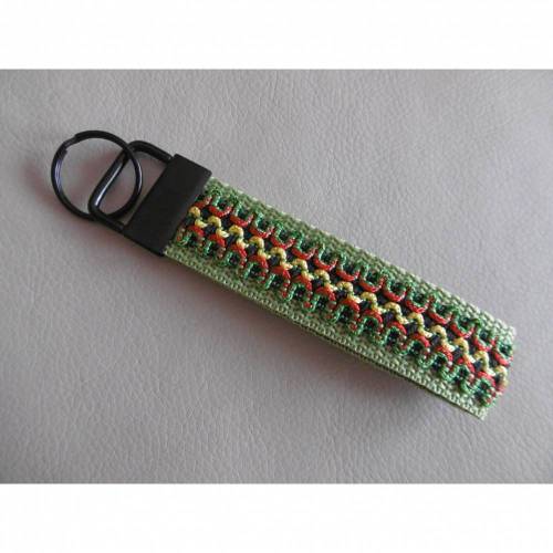 Schlüsselanhänger Schlüsselband mit Schmuckborte - Hellgrün