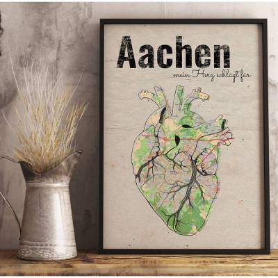 Stadtkarte AACHEN - Deine Lieblingsstadt I Digitaldruck Stadtplan citymap City Poster Kunstdruck Stadt Karte