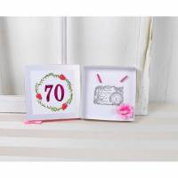 Geldgeschenk 70.ter Geburtstag, pink, Gutscheinverpackung, Box, Geschenkverpackung, Geburtstagsgeschenk Bild 1