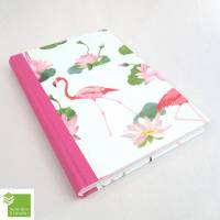 Notizbuch, pink Flamingo, DIN A5, 150 Blatt, handgefertigt Bild 1