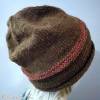 Beanie Mütze Rollrand Grünbraun Ziegelrot gestrickt aus feinster Wolle ALTA MODA ALPACA von Lana Grossa Umfang: 56 cm Bild 2