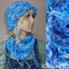 Schlauchschal und Sonnenhut Blau- Töne im Farbverlauf gehäkelt Baumwolle Bild 1
