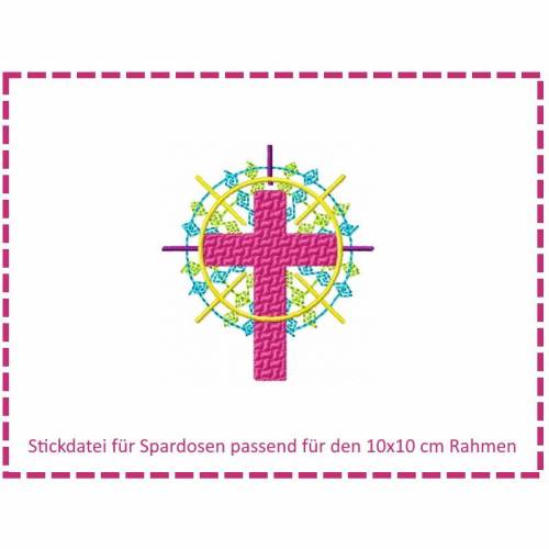 Stickdatei für Spardosen Kreuz 1 10x10