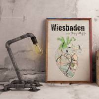 Stadtkarte WIESBADEN - Deine Lieblingsstadt I Digitaldruck Stadtplan citymap City Poster Kunstdruck Stadt Karte Bild 1