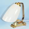 50er Jahre Tischlampe Leuchte Nachtlicht klein schlicht fifties Messing Tütenschirm gold weiß vintage Bild 3