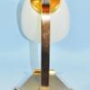 50er Jahre Tischlampe Leuchte Nachtlicht klein schlicht fifties Messing Tütenschirm gold weiß vintage Bild 5