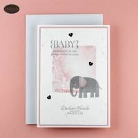 Babykarte zur Geburt mit Elefant rosa weiß Mädchen Bild 1