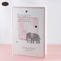 Babykarte zur Geburt mit Elefant rosa weiß Mädchen Bild 3