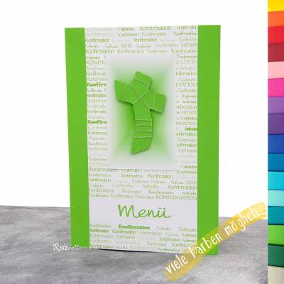 Menükarte Konfirmation, Firmung oder Kommunion - Kreuz