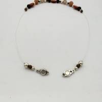 Materialmix Perlen-Halskette mit Lavastein in braun silber 43 cm mit Magnetverschluss handgemachtes Unikat Bild 6