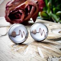 Ohrringe und Ringe Kaffee Herzschag EKG Cabochon Schmuck verschiedene Variationen Bild 1