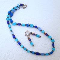 Schmuckset "Bluebird", 2teilig, Halskette und Ohrringe/Creolen Bild 1
