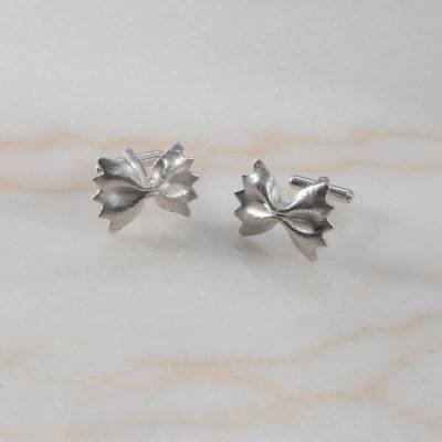 Manschettenknöpfe „Farfalle" massiv Silber