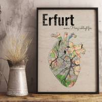 Stadtkarte ERFURT - Deine Lieblingsstadt I Digitaldruck Stadtplan citymap City Poster Kunstdruck Stadt Karte Bild 1