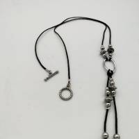 Lange Perlen- Halskette in schwarz silber 62 cm, handgemachtes Unikat Bild 9