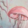 SCHIMMERNDE PERLENMUSCHEL III - Acrylgemälde auf Leinwand mit Seesternen, Muscheln und rosa Quallen Bild 3
