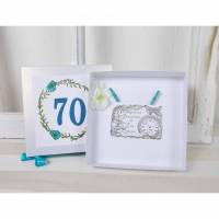 Geldgeschenk 70.ter Geburtstag, blau, Gutscheinverpackung, Box, Geschenkverpackung, Geburtstagsgeschenk Bild 1