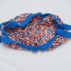 Häkeltasche Einkaufstasche Einkaufsnetz in blau orange bunt aus Baumwolle mit Schulterriemen gehäkelt Bild 3