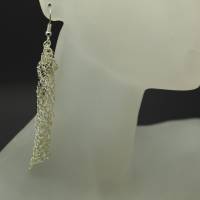 elegante Ohrhänger mit langen Spiralen - gehäkelt aus kräftigem Silberdraht, Damen-Ohrschmuck Bild 1