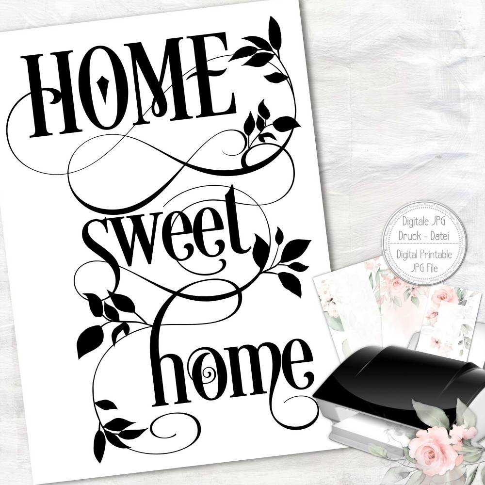 FREEBIE - GESCHENK  | Home sweet Home A4 Poster Kunstdruck zum selbst drucken | PDF Datei Bild 1