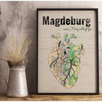 Stadtkarte MAGDEBURG - Deine Lieblingsstadt I Digitaldruck Stadtplan citymap City Poster Kunstdruck Stadt Karte Bild 1