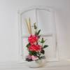 klassisches Tischgesteck mit pinken Rosen, ganzjähriges Gesteck, Tischdekoration, Bild 5