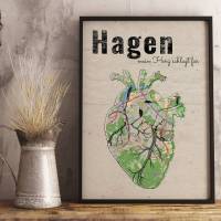 Stadtkarte HAGEN - Deine Lieblingsstadt I Digitaldruck Stadtplan citymap City Poster Kunstdruck Stadt Karte Bild 1